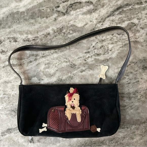 Handbags - Yorkshire Terrior faux-suede black purse